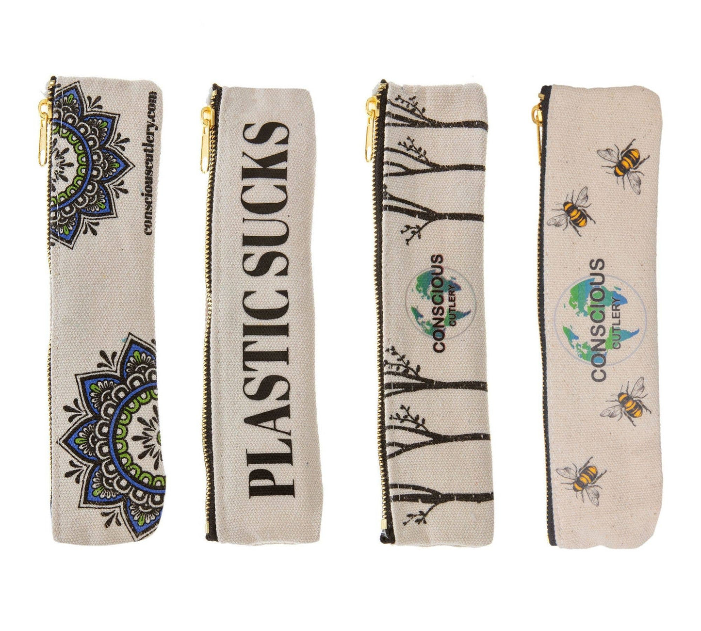 Conscious Cutlery - 7 Piece Travel Cutlery Set With Hemp/Cotton Mandala Pouch