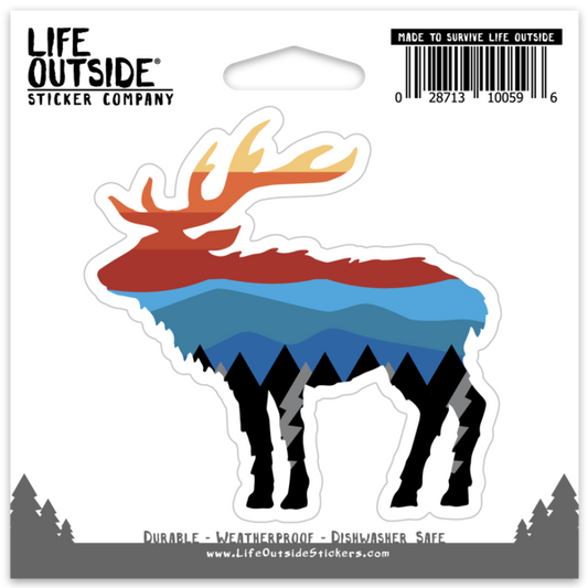 Multi Color Mtn Range Elk Sticker