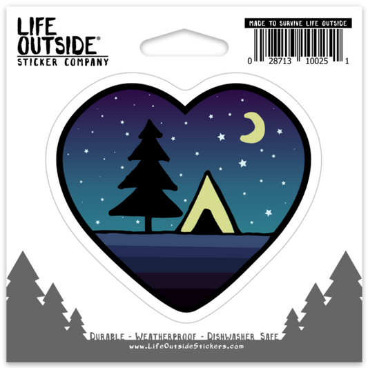 Heart Night Camping Sticker